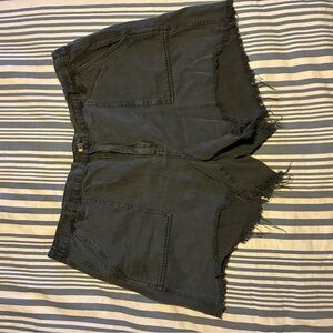 Aerie Black Frayed Jean Shorts